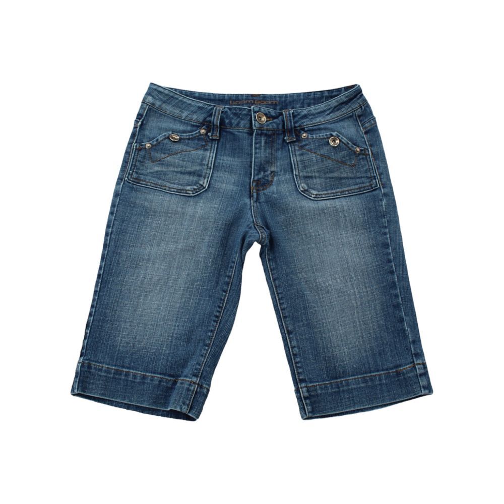 Boom Boom USA Denim Bermuda Jean Shorts Size 9 Jr Medium Wash Casual Y2K